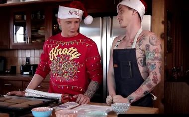 Inked twink takes a raw bareback fucking after making cookies