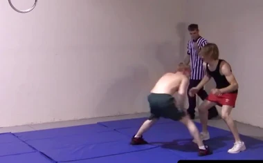 Slender gays' hardcore wrestling and BDSM strip show
