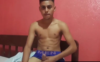 Cute amateur Latino Elian strokes off solo in his bedroom
