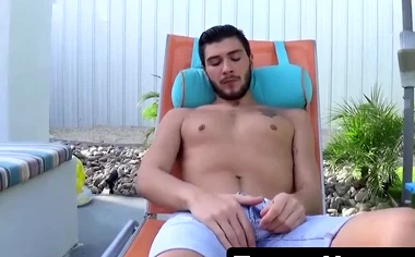 Underwear gay Justin's outdoor cock stroke and cum blast