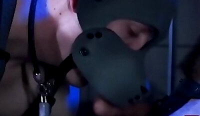 Submissive bitch in a mask dominated and pounded anally