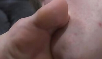 Foot fetish hunk Chav jerking off while Kyle licks his toes