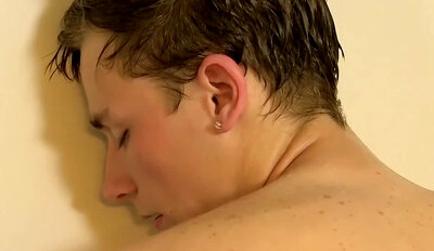 Young dick lover having solo fun under a hot shower