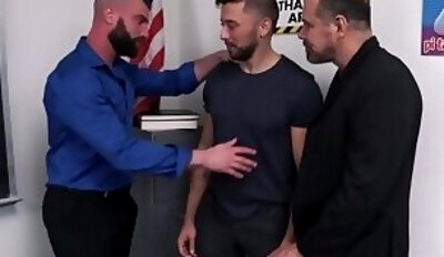 Bearded gay teacher banged by student and his mature stepdad