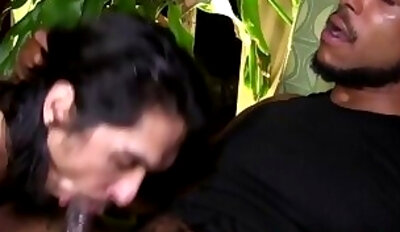 Asian stud drools while sucking fat black cock