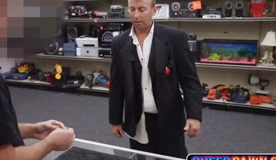 Well dressed groom visit a pawn shop and leaves it in a complete mess